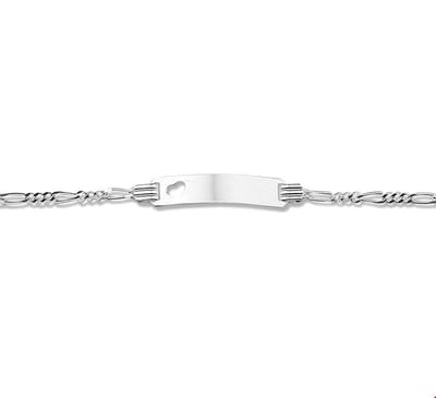 The Jewelry Collection Graveerarmband - Hart Figaro Plaat 4,8 mm 11 - 13 cm - Zilver