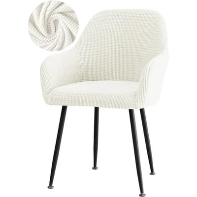 Housse de chaise haute en polaire pour bar, housse de chaise incurvée élastique et lavable, couleur unie, pour salle à manger, bureau, décoration d'intérieur 1pc white