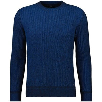 Ragman Trui Round Neck Cotton Cashmere Bicolor Stripe Knit Antraciet / male