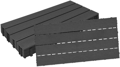 Terrastegels WPC - Balkontegels Houtlook - Buitenruimte Verfraaien - Instap Systeem - 12 stuks 30x60cm - Antraciet