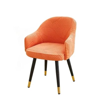 Housse de fauteuil haut Jacquard Feuilles Housse de chaise de bureau élastique incurvée Housse de chaise de salle à manger antidérapante pour salon cuisine 1pc orange
