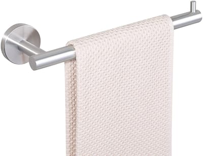 Dailygoods - Mooche 304 roestvrijstalen handdoekhouder met boren, 28 cm roestvrije handdoekstang met verborgen schroeven voor badkamer, keuken, thuis, geborsteld, nikkel brossé