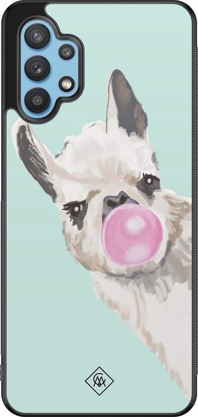 Casimoda® hoesje - Geschikt voor Samsung Galaxy A32 5G - Retro Lama - Zwart TPU Backcover - Geen opdruk - Blauw
