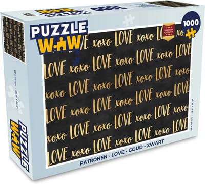 Puzzel Patronen - Love - Goud - Zwart - Legpuzzel - Puzzel 1000 stukjes volwassenen
