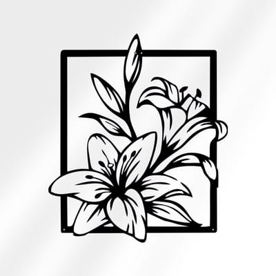 Weterings Store® - Wanddecoratie industrieel - Lelie Flower Art - Woonkamer Decoratie - Metaal - 60x80cm - Gepoedercoat