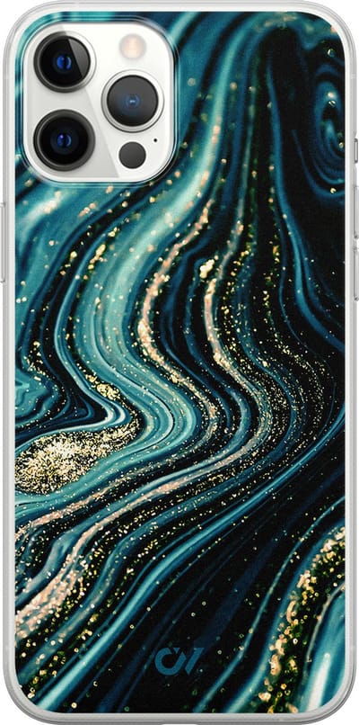 Hoesje geschikt voor Apple iPhone 12 Pro Max - Blue Marble Waves - - Blauw - Apple - Casevibes