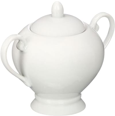 Vessia Suikerpot Versailles - porselein - wit - 10 x 12 cm - luxe uitvoering - 380 ml