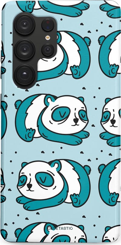 Casetastic hoesje geschikt voor Samsung Galaxy S25 Ultra - Dubbellaagse bescherming - Panda dromen - Fashion Case - Lichtgrijs Petrol Wit