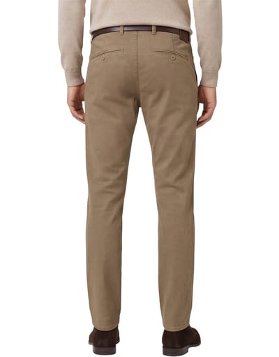 Brax Fabio pantalon bruin effen wijde fit katoen flatfront