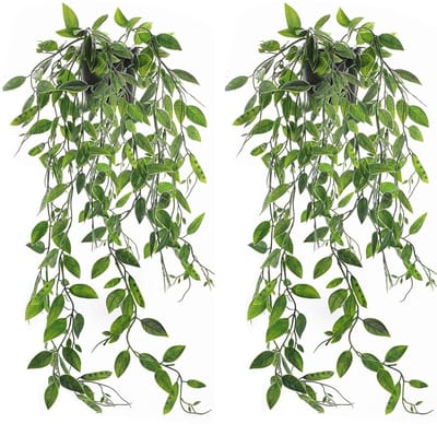 Hangplanten met potten, 2 stuks, hangende kunstplanten met potten, kunstplanten zoals echt, kunstplanten, nepplant, potplant kunstplant voor thuis, binnen en buiten decoratie