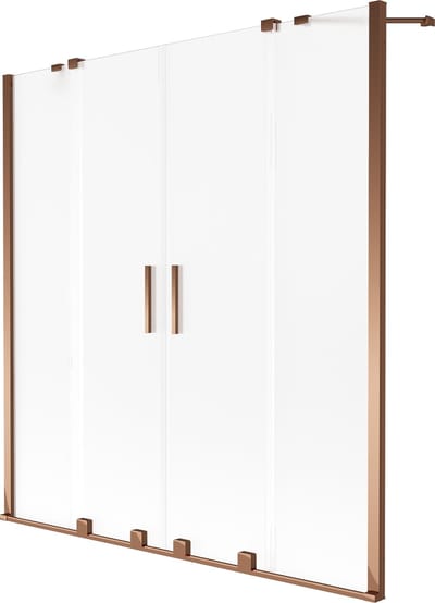Mexen Velar Duo badwand scherm 2-delige schuifbare 140 x 150 , mat glas, rosé goud - 896-140-000-32-60
