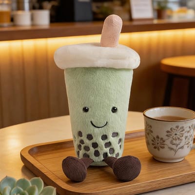 Schattig Roze Latte Matcha Groene Melkthee Kop Kussen Pluche Speelgoed Met Klein Parel Detail Schattige Grappige Poppen Decoratie Voor Thuis beige