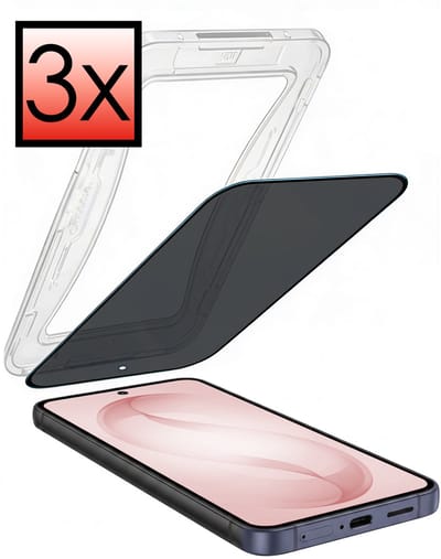 Screenprotector - 3 Stuks - Geschikt voor Samsung Galaxy S26 - Met Installatie Kit - Anti Spy - Beschermglas - Flexibel Glas - Tempered Glass - Screen Protector - Inclusief Montage Frame - Buigbaar Hybrid Bescherm Cover