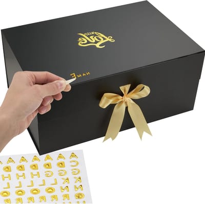Luxe Geschenkdoos - Gepersonaliseerde Doos Cadeaubox - Cadeaus Presenteren - Met Gouden Letters - 18x12x8 inch - Zwart
