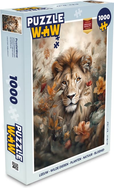 Puzzel Leeuw - Wilde dieren - Planten - Natuur - Bloemen - Legpuzzel - Puzzel 1000 stukjes volwassenen