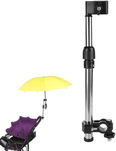 Dailygoods- Parapluhouder Hoogwaardige Roestvrij Stalen Beugel - Telescopische Polsysteem - Geschikt voor Fiets/Stoel/Wagen - Verstelbare Hoek - Stevige Constructie