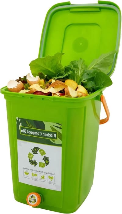 Biologische emmer - Compostbak keuken - Afval verwerken - Dubbel deksel - 20 Liter - Groen