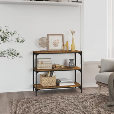 vidaXL - Boekenkast - 80x33x70,5 - cm - hout - en - staal - gerookt - eikenkleur