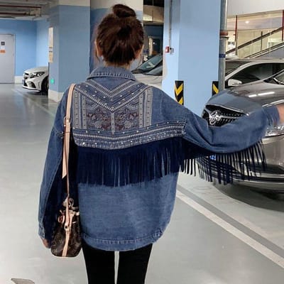Vrouwen Basic Jas Kwastjes Spijkerjas Vrouwen Bomberjack voor Vrouwen Jeansjas Vrouwen Spijkerjas XL black