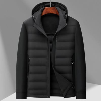Lichtgewicht donsjack heren nieuw met capuchon kort jonge mannen 3XL zwart
