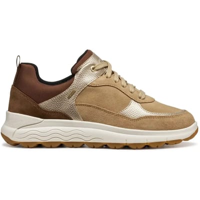 GEOX SPHERICA 4X4 ABX DAMES Sneakers - DONKERBEIGE/LICHTGOUD - Maat 36