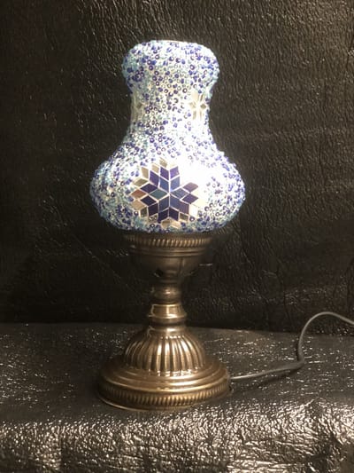 Handgemaakte sfeerlamp blauw peervormige tafellamp Turkse mozieklamp Oosterse bureaulamp