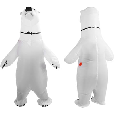 Costume d'Ours Polaire Gonflable Coutures Renforcées Léger Réutilisable Imperméable Costumes d'Animaux Gonflables pour white