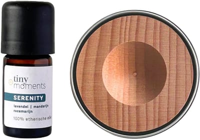 Tiny Moments Pocket Aroma Diffuser Set Serenity - Diffuser Aromatherapie + Etherische Olie Serenity - Handig voor onderweg - Brievenbus cadeau
