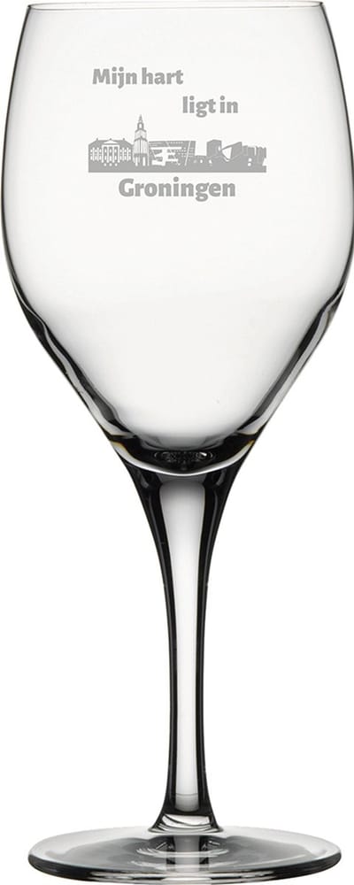 Gegraveerde witte wijnglas 34cl Groningen