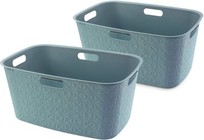 Curver Softex Wasmand - 45 liter - Set van 2 - 57x37x27cm - Blauw