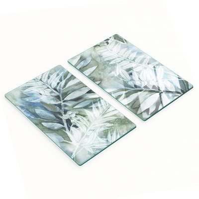 Decoratieve glazen snijplanken voor in de keuken met bladmotief, 2x30x52 cm