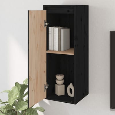 vidaXL - Wandkasten - 2 - st - 30x30x80 - cm - massief - grenenhout - zwart