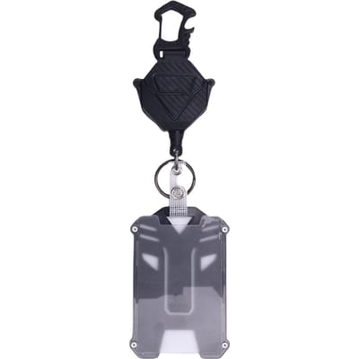 2 STUKS Intrekbare Badgehouder Flesopener Sleutelhanger PC ID-Kaarthouder met Roestvrijstalen Koord black