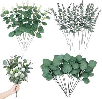 30 Stuks Eucalyptus Takken in 3 Stijlen - Kunstplanten voor Vazen, Bruiloften en Huisdecoratie - Nepleaves voor Bloemarrangementen en Feestversieringen
