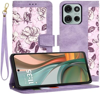 Hoesje geschikt voor Motorola Moto G75 - Techsuit FlipCraft Book Wallet Case met koord - Mysterious Purple