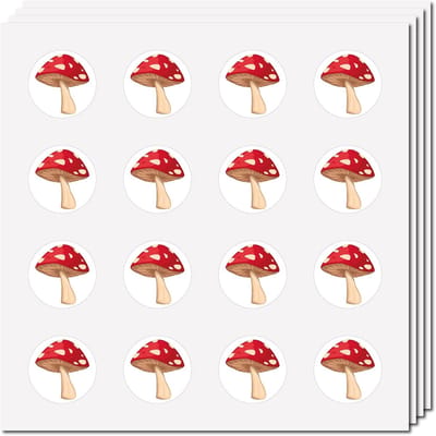 Allecto - Paddenstoelstickers - Plakband - Zelfklevend - Rood - Scrapbooking - Waterdicht - Voor DIY Kunstnijverheid - 128 Stuks