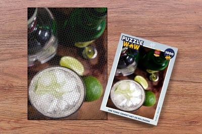 Puzzel Gin tonic gemixt met ijs en limoen - Legpuzzel - Puzzel 1000 stukjes volwassenen