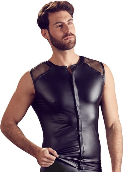 Slim Fit Matte Wetlook Mesh Shirt