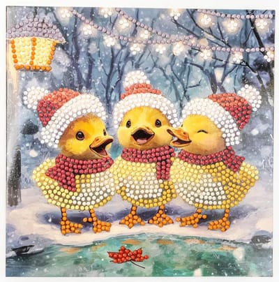 Diamond painting kaart Holiday Ducklings – DIY Diamond Painting Christmas Card - Letistitch