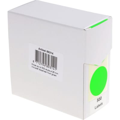 Etiket Rillprint 35mm op rol fluor groen 500 stuks