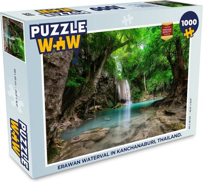 Puzzel Erawan Waterval in Kanchanaburi, Thailand. - Legpuzzel - Puzzel 1000 stukjes volwassenen