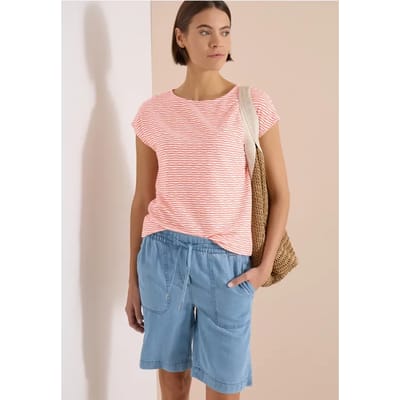 Shirt met boothals en strepen