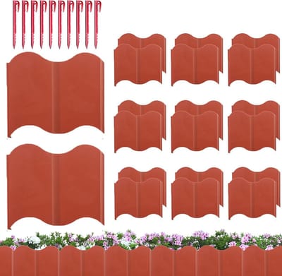 Tuinranden - Bloembedafscheiding - Tuin decoreren - Flexibel en aanpasbaar - 20 stuks - Rood