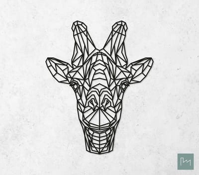 Laserfabrique Wanddecoratie - Geometrische Giraf - Medium - Zwart - Geometrische dieren en vormen - Houten dieren - Muurdecoratie - Line art - Wall art