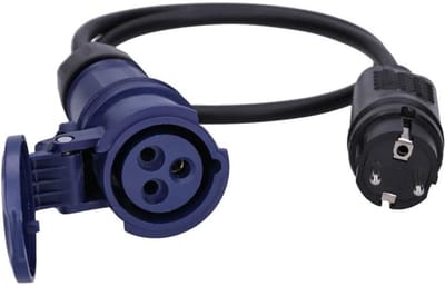 Adapterkabel - Stroomkabel Buiten - Energievoorziening Kamperen - Spatwaterdicht IP44 - 1 Meter - Zwart