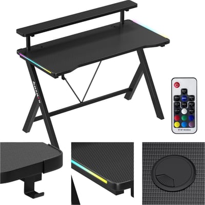 Huzaro Hero 1.9 - 120 cm gamingtafel - met RGB-verlichting - stevige constructie - zwart