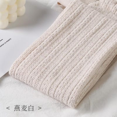 Dames Herfst Winter Zacht Katoen Retro Kabelbrei Panty Meisje Lichte Compressie Veelzijdig Strak Thermisch Fleece gevoerd Leggings One Size gray