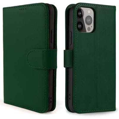 Coverzs telefoonhoesje geschikt voor Apple iPhone 13 Pro Max Bookcase hoesje - Walletcase flipcase shockproof hoesje pasjeshouder - Groen