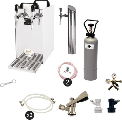 Complete set - Biertap - Kontakt 40 2-kraans droogkoeler, 50 liter/u - Beertender, Thuistap, Bierkoeler - met Fustkoppeling Type S en NC Adapter