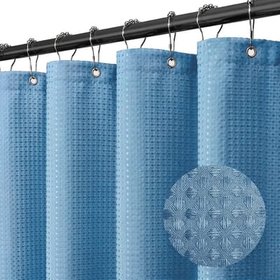 BOTC Douchegordijn Anti Schimmel - 180x200cm - Inclusief ringen - Met gewichtsband - Premium kwaliteit - Waterdicht - Blauw